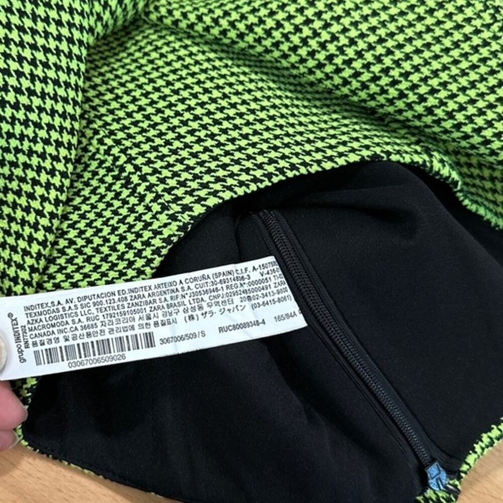 NWT Zara Houndstooth Neon Green Corset Bustier Crop Top Size small - Picture 9 of 12
